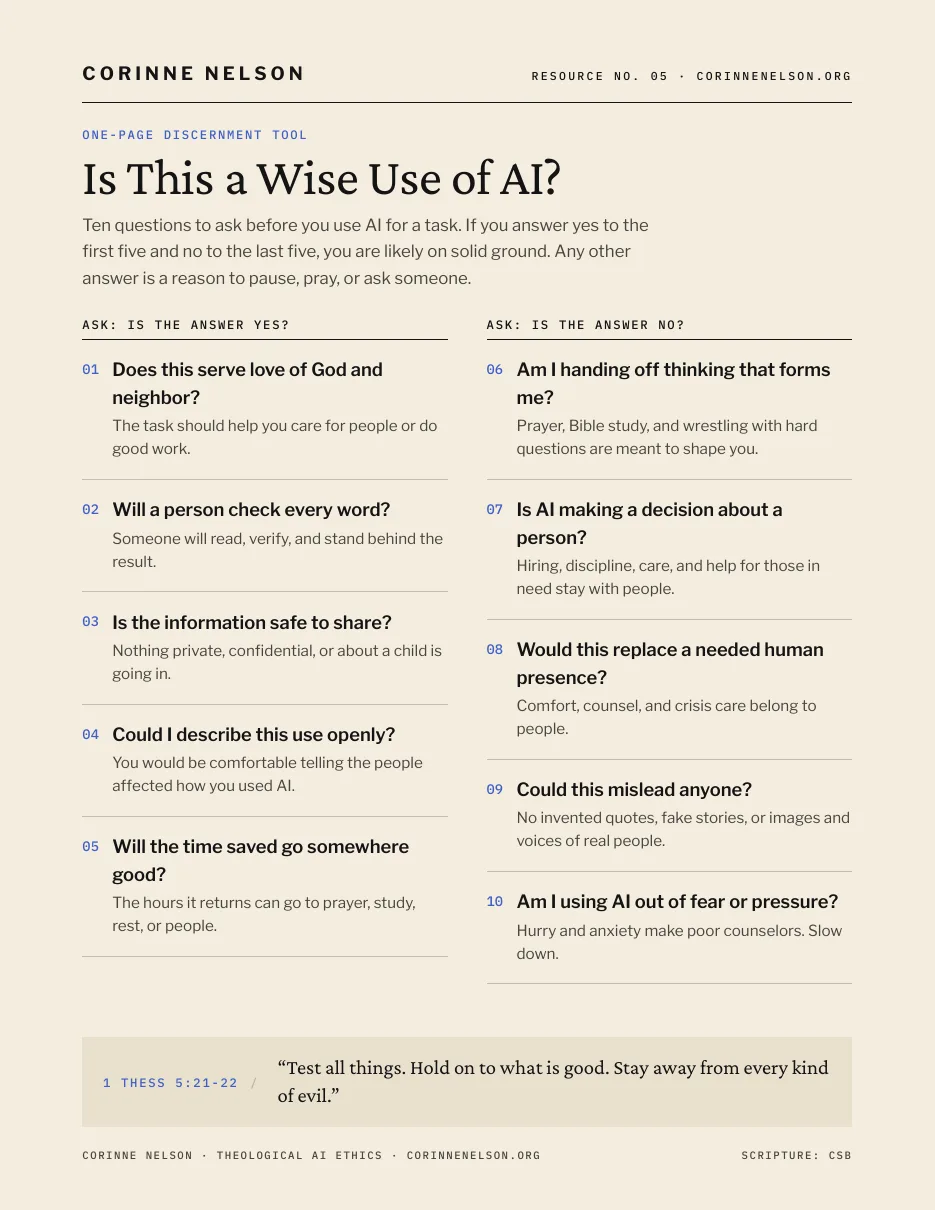 Is This a Wise Use of AI? one-page tool